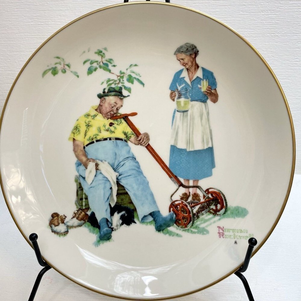 1978 Gorham Norman Rockwell Decorative Plate - 'Cool Aid' - Picture 2 of 6